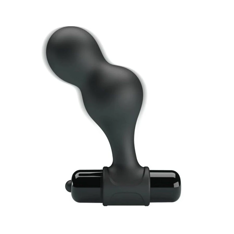 MR PLAY - BLACK SILICONE VIBRATOR ANAL PLUG